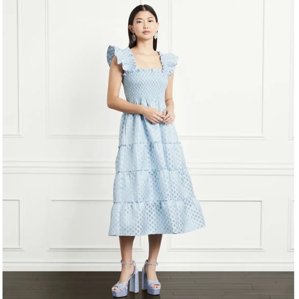 Hill House Light Blue Eyelet Midi Dress